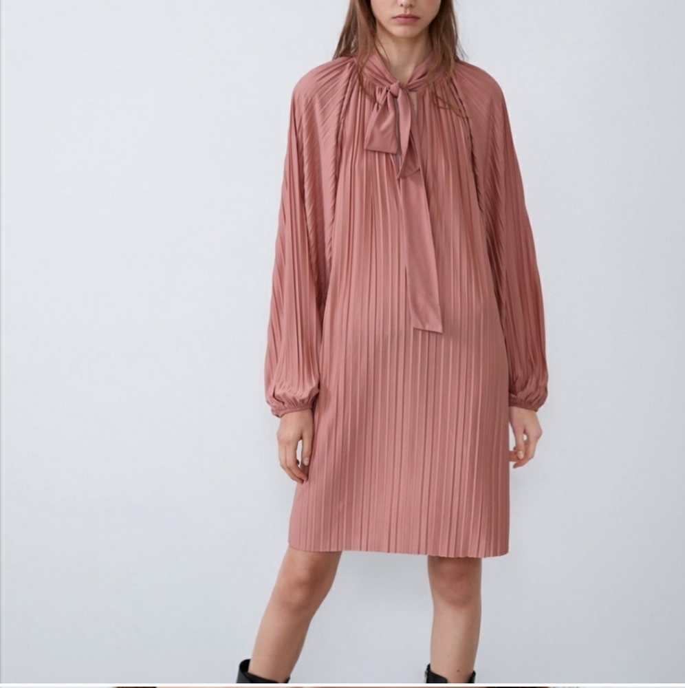 Zara pink pleated dress